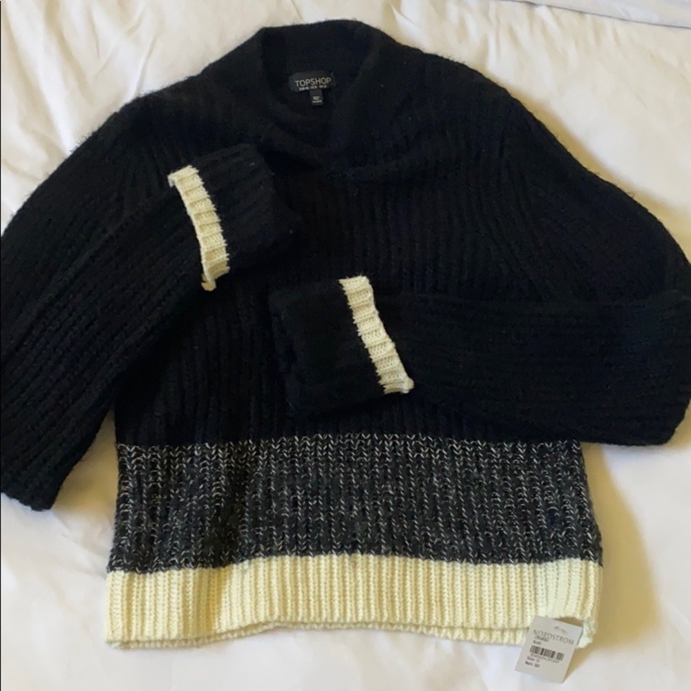 NWT Topshop Tri-color Crew Neck Sweater Size 8